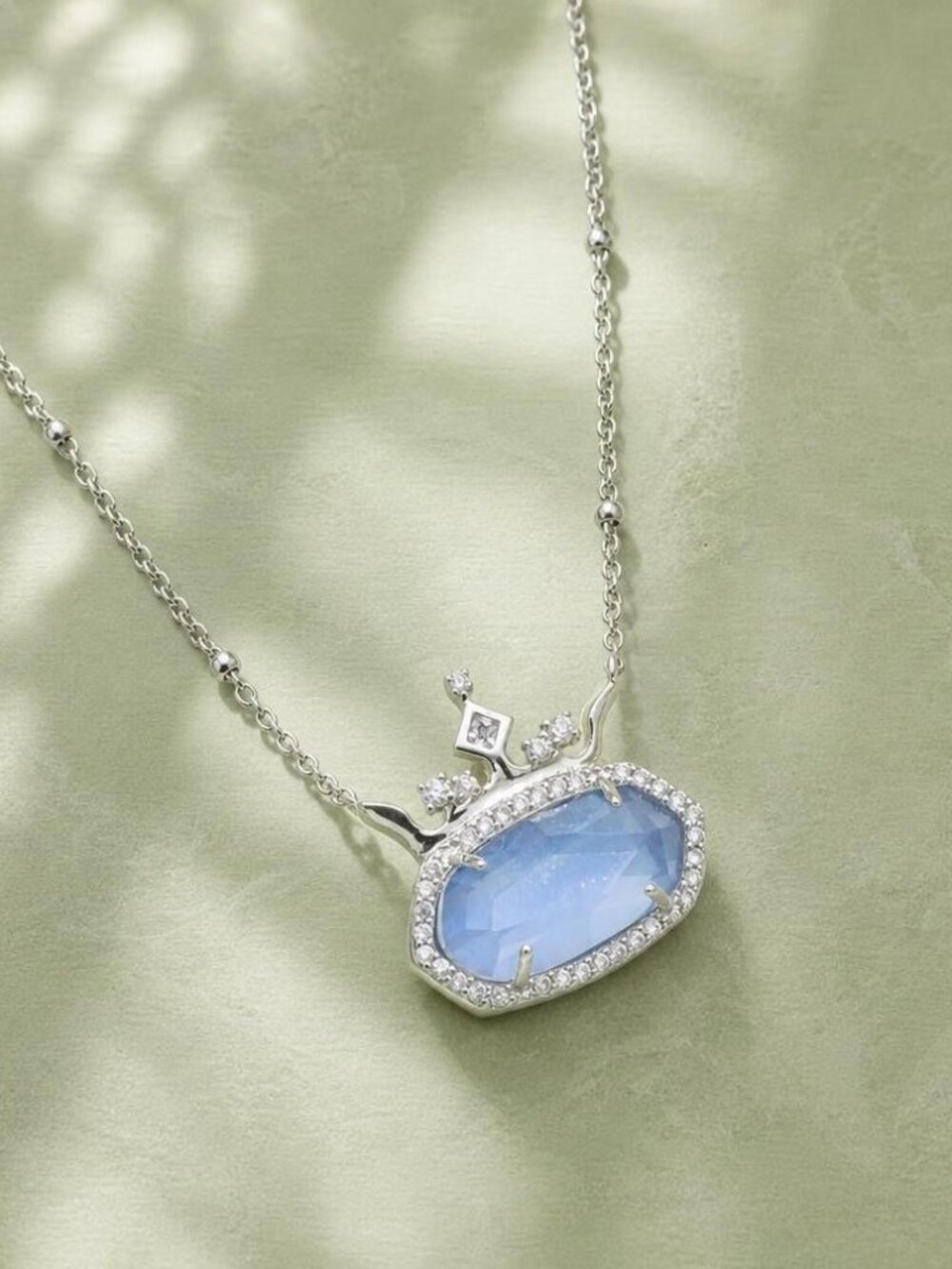 Kendra Scott Disney Elisa Silver Blue Mother-of-Pearl Kind Necklace